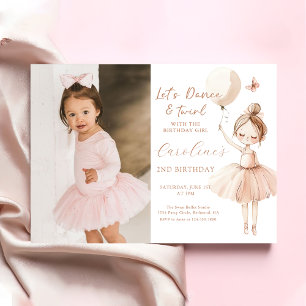 Cute Ballet Ballerina Birthday Photo Invitation