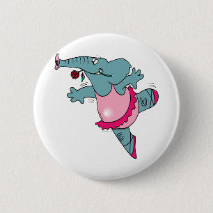 cute ballet ballerina elephant in tutu 6 cm round badge