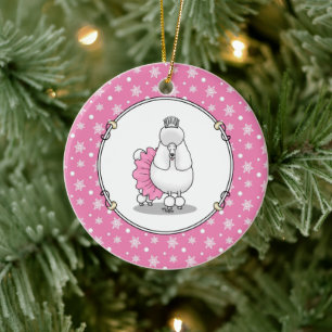 Cute Ballet Ballerina Princess Poodle Dog (white) Ceramic Ornament