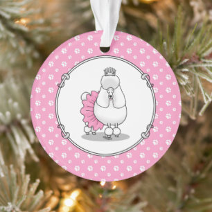 Cute Ballet Ballerina Princess Poodle Dog (white) Ornament