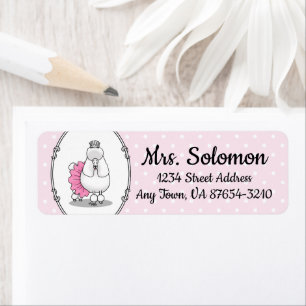 Cute Ballet Ballerina Princess Poodle Dog (white) Return Address Label