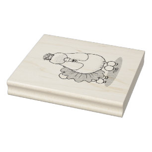 Cute Ballet Ballerina Princess Poodle Dog (white) Rubber Stamp