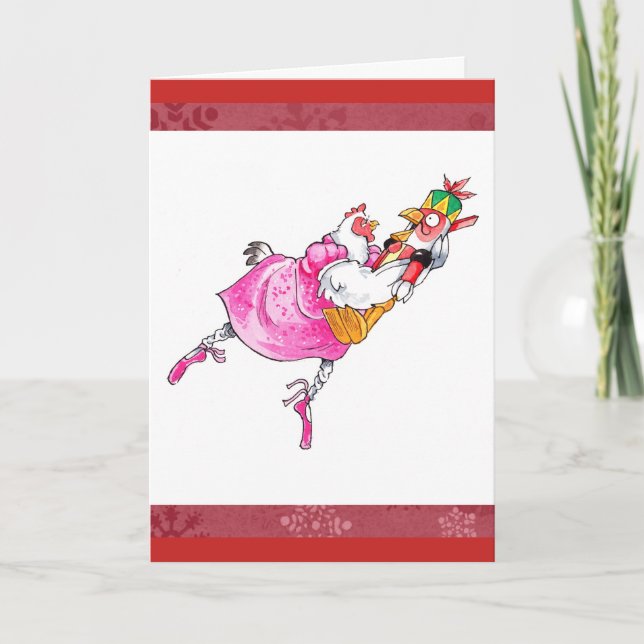 Cute Ballet Chicken Christmas Card (Front)