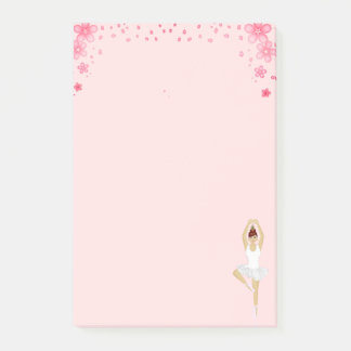 Cute Ballet Dancer & Flowers on Light Pink Post-it Notes