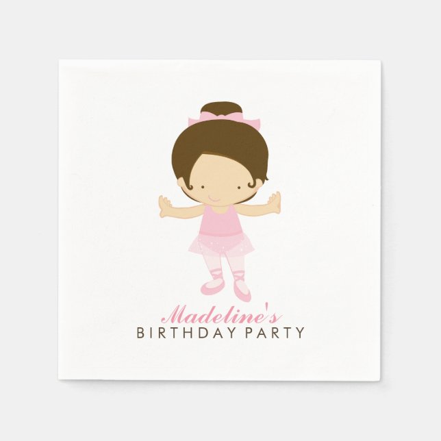 Cute Ballet Dancer Girl's Birthday Party Napkin (Front)