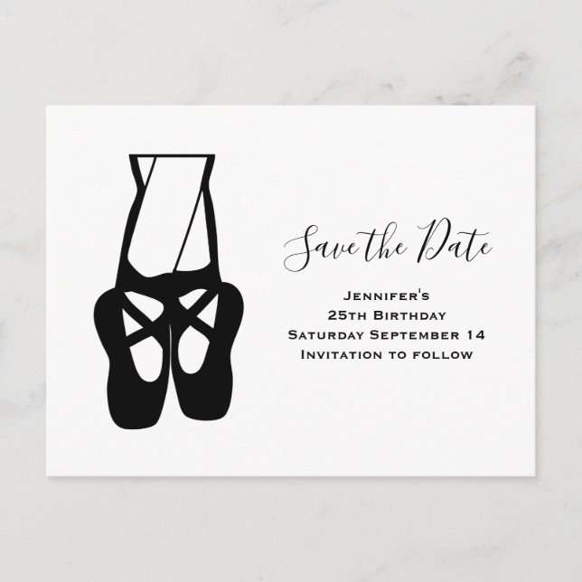 Cute Ballet Dancer Legs & Slippers Save the Date Invitation Postcard (Front)