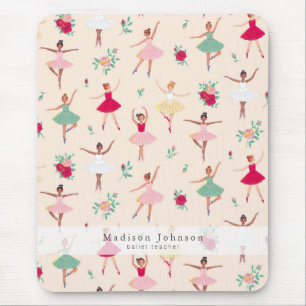 Cute Ballet Dancers Pattern Ballerina Mouse Pad
