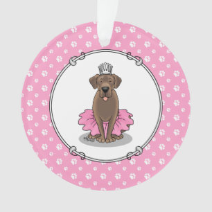 Cute Ballet Princess Chocolate Labrador Retriever Ornament