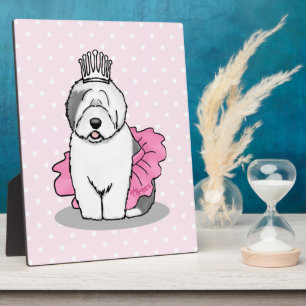 Cute Ballet Princess Old English Sheepdog Gray 1 Plaque
