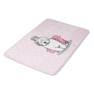 Cute Ballet Princess Old English Sheepdog Grey 1 Bath Mat