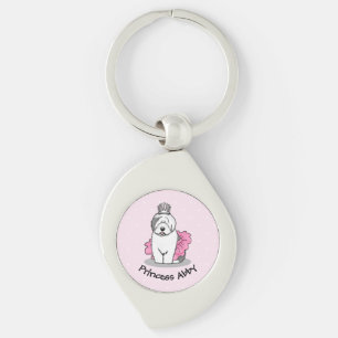 Cute Ballet Princess Old English Sheepdog Grey 1 Key Ring