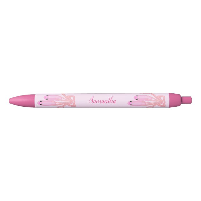 Cute Ballet Shoes Pointe Pink Kawaii Personalized Black Ink Pen (Front)