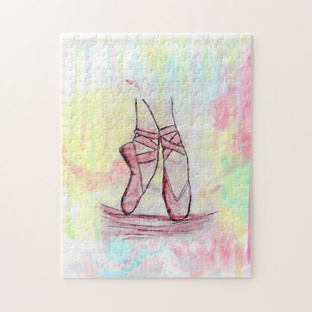 Cute Ballet shoes sketch Watercolor hand drawn Jigsaw Puzzle (Vertical)