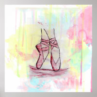 Cute Ballet shoes sketch Watercolor hand drawn
