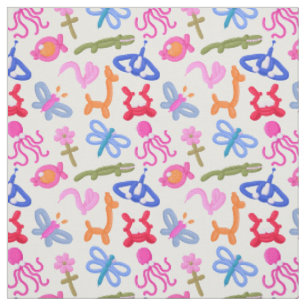 Cute Balloon Animals Colourful Kids Fabric