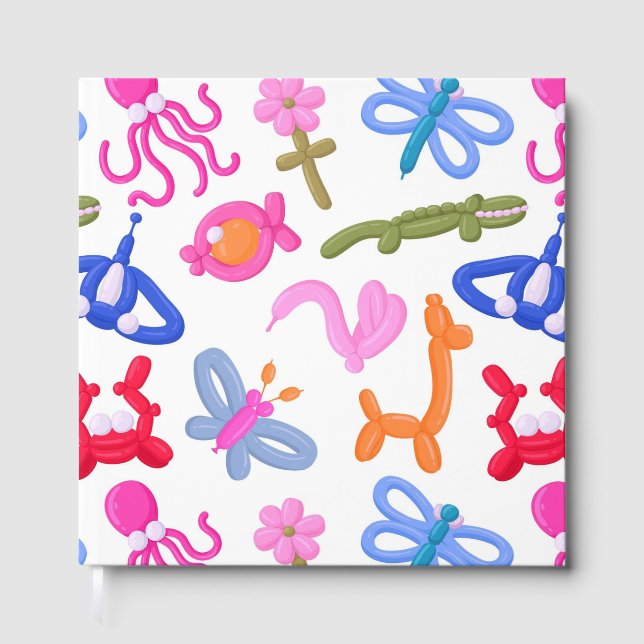 Cute Balloon Animals Colourful Kids Pattern Guest Book (Front)