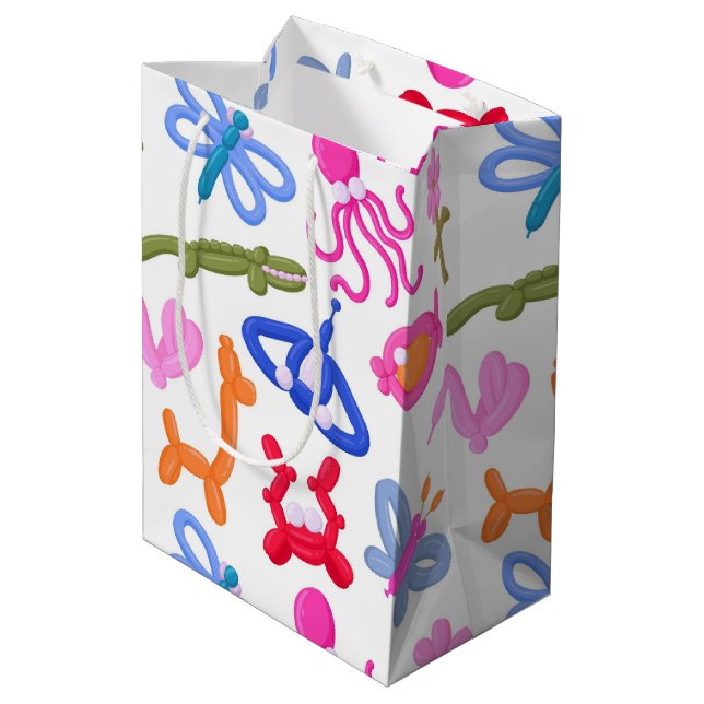 Cute Balloon Animals Colourful Kids Pattern Medium Gift Bag (Back Angled)