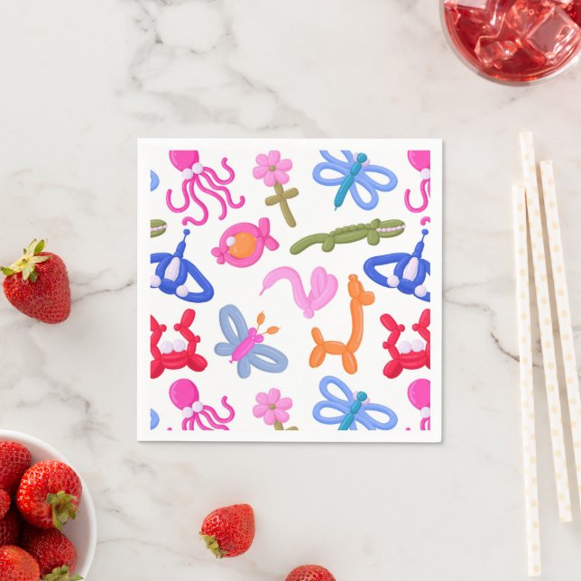 Cute Balloon Animals Colourful Kids Pattern Napkin (Insitu)
