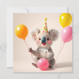Cute balloon birthday koala card