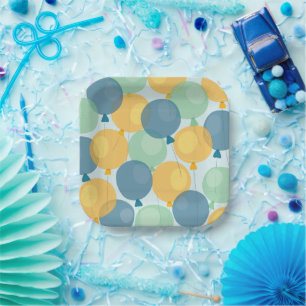 Cute Balloon Birthday Paper Plates