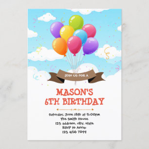 Cute balloon birthday party invitation