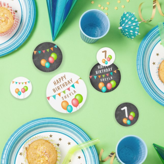 Cute Balloon Bunting Flag Chalkboard Kid Birthday  Confetti (Creator Uploaded)