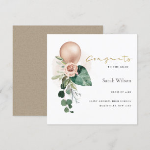 CUTE BALLOON FLORAL GRAD CONGRATS ANNOUNCEMENT