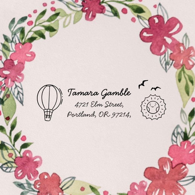 Cute Balloon Return Address for Kids Rubber Stamp (Creator Uploaded)