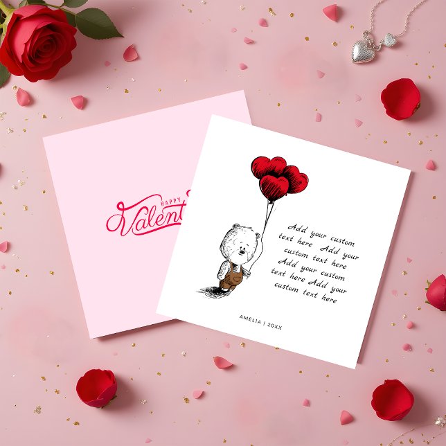 Cute balloon Teddy bear Budget valentines day Card (Creator Uploaded)