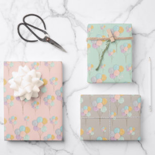 Cute Balloons Celebrate Birthday Wrapping Paper Sheet