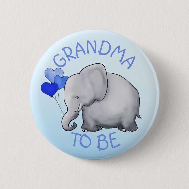 Cute Balloons Elephant Baby Shower Grandma-To-Be 6 Cm Round Badge (Front)