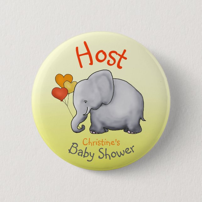 Cute Balloons Elephant Baby Shower Host 6 Cm Round Badge (Front)