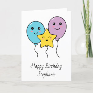 Cute Balloons Personalised Happy Birthday Card
