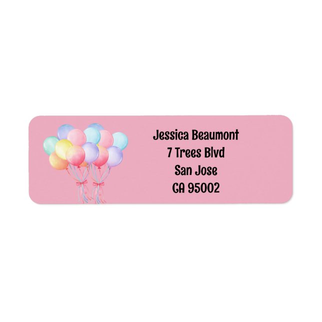 Cute balloons return address label (Front)