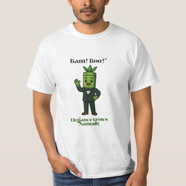 Cute Bamboo Gentleman | Funny Kawaii Plant for Eco T-Shirt (Front)