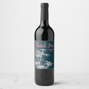 Cute bamboo modern thank you gift wine label