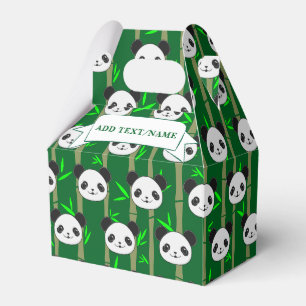 Cute Bamboo Panda Pattern Custom Name Favour Box