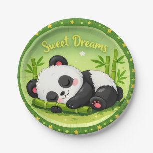 Cute Bamboo Sweet Dreams Panda Party Paper Plate