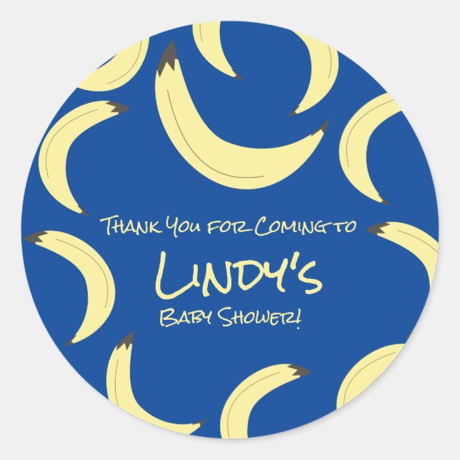 Cute Banana Bunch Baby Shower Pattern Classic Round Sticker (Front)