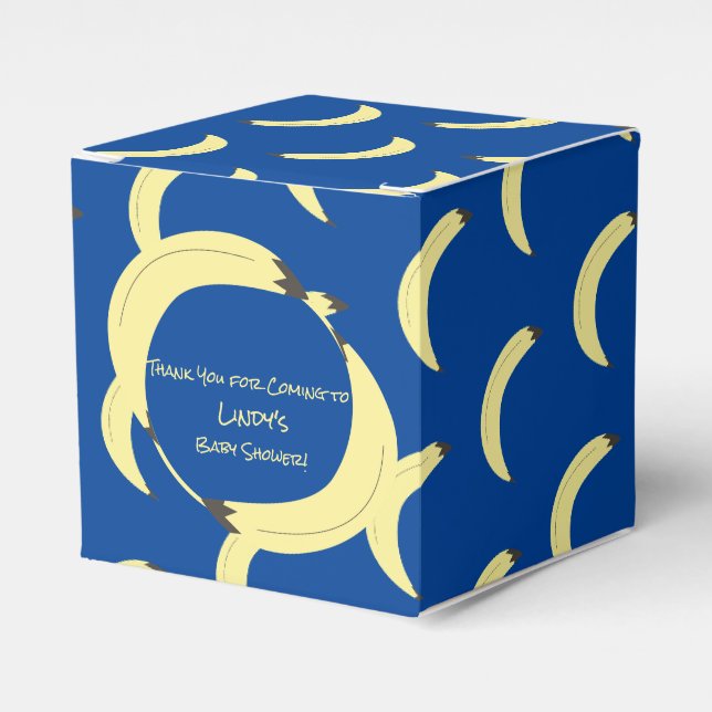 Cute Banana Bunch Blue Baby Shower Pattern   Favour Box (Front Side)