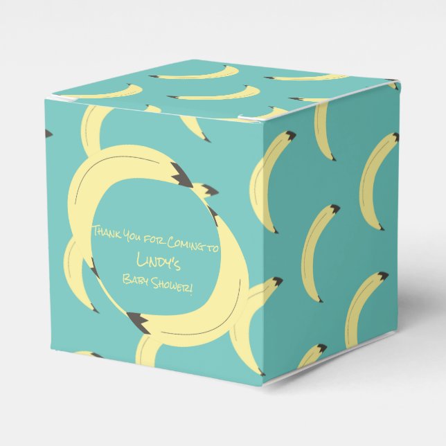 Cute Banana Bunch Teal Baby Shower Pattern  Favour Box (Front Side)