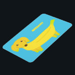 Cute Banana Dog Personalised Magnet<br><div class="desc">Add some colour to any fridge with this personalised magnet. It features an illustration of a dachshund dog that's made out of yellow bananas and set against a bright blue background. There's a spot to add a name or other custom text.</div>