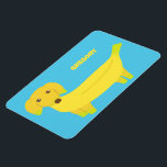 Cute Banana Dog Personalised Magnet<br><div class="desc">Add some colour to any fridge with this personalised magnet. It features an illustration of a dachshund dog that's made out of yellow bananas and set against a bright blue background. There's a spot to add a name or other custom text.</div>