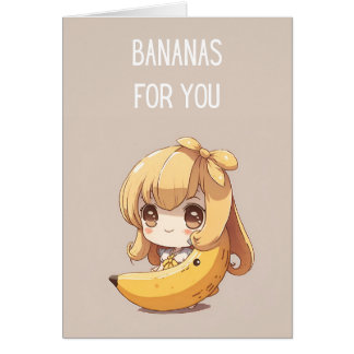Cute Banana Girl Valentine's Day Card