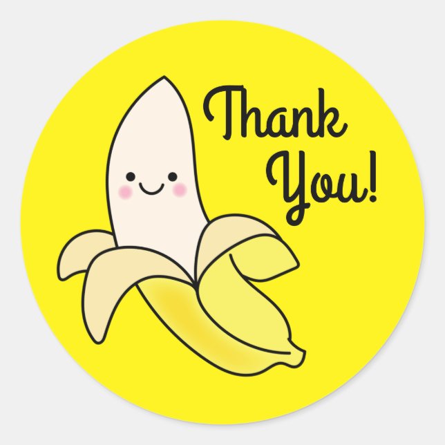 Cute Banana Kids Birthday Kawaii Classic Round Sticker (Front)