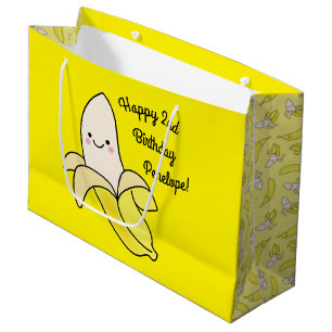 Cute Banana Kids Birthday Kawaii Large Gift Bag