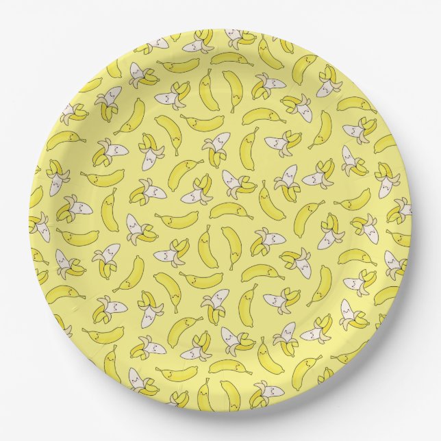 Cute Banana Kids Birthday Kawaii Paper Plate (Front)