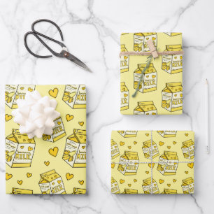 Cute Banana Milk Yellow Wrapping Paper Sheet