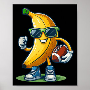 Cute Banana Playing Football Fruit Lover Football Poster