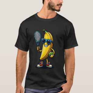 Cute Banana Playing Tennis Fruit Lover Tennis Play T-Shirt